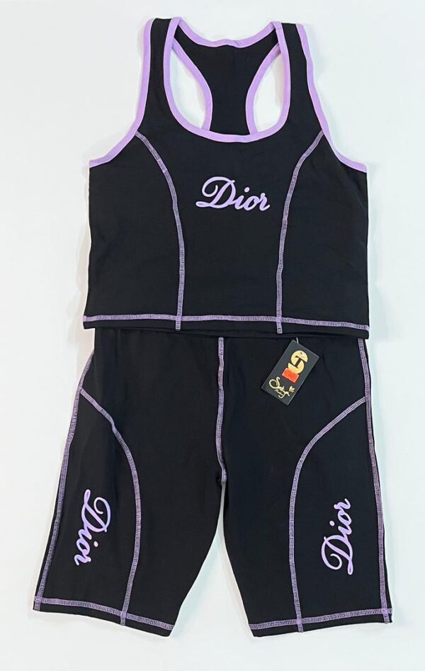 ست ورزشی زنانه طرح Dior (تاپ و شورتک) | دوخت رنگی فانتزی | ویووشاپ - تصویر 2