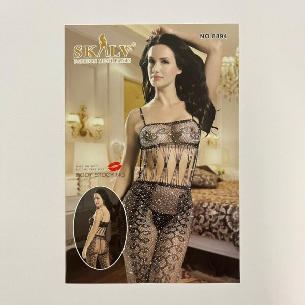 بادی فانتزی تمام تور نگین‌دار زنانه | بدن‌نما و کشسان | ویووشاپ - تصویر 2