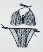 مایو بیکینی دو تکه طرح هندسی و بوهو سیاه و سفید