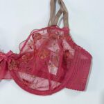 جزئیات کاپ فنردار و تور بدن‌نمای سوتین فانتزی گلدوزی شده با پاپیون کوچک