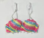 سوتین طرح صدفی رنگین کمانی با بند نامرئی مهره دار